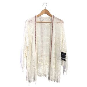 Sea Gypsies Beach Fringed Crochet Boho Sweater NWT